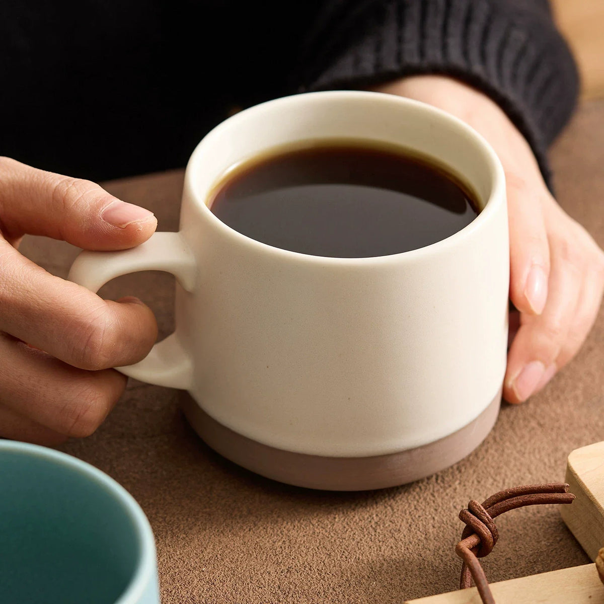Aurora Dual-Tone Ceramic Mug – Minimalist Morandi Series