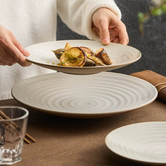 Handcrafted Stoneware Shallow Plate – Modern Pasta or Dinner Dish
