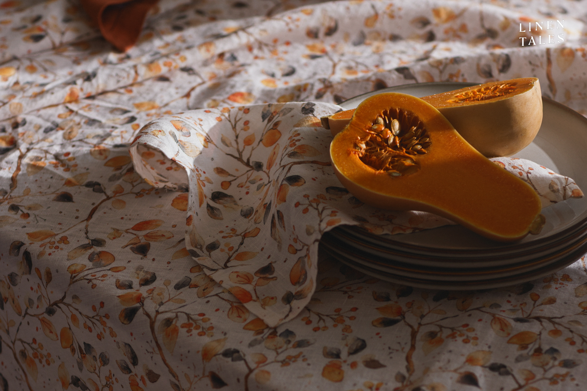 Fall Watercolor Linen Tablecloth
