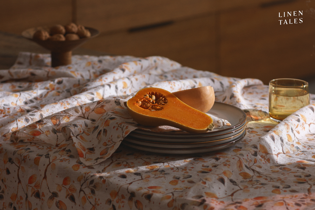 Fall Watercolor Linen Tablecloth