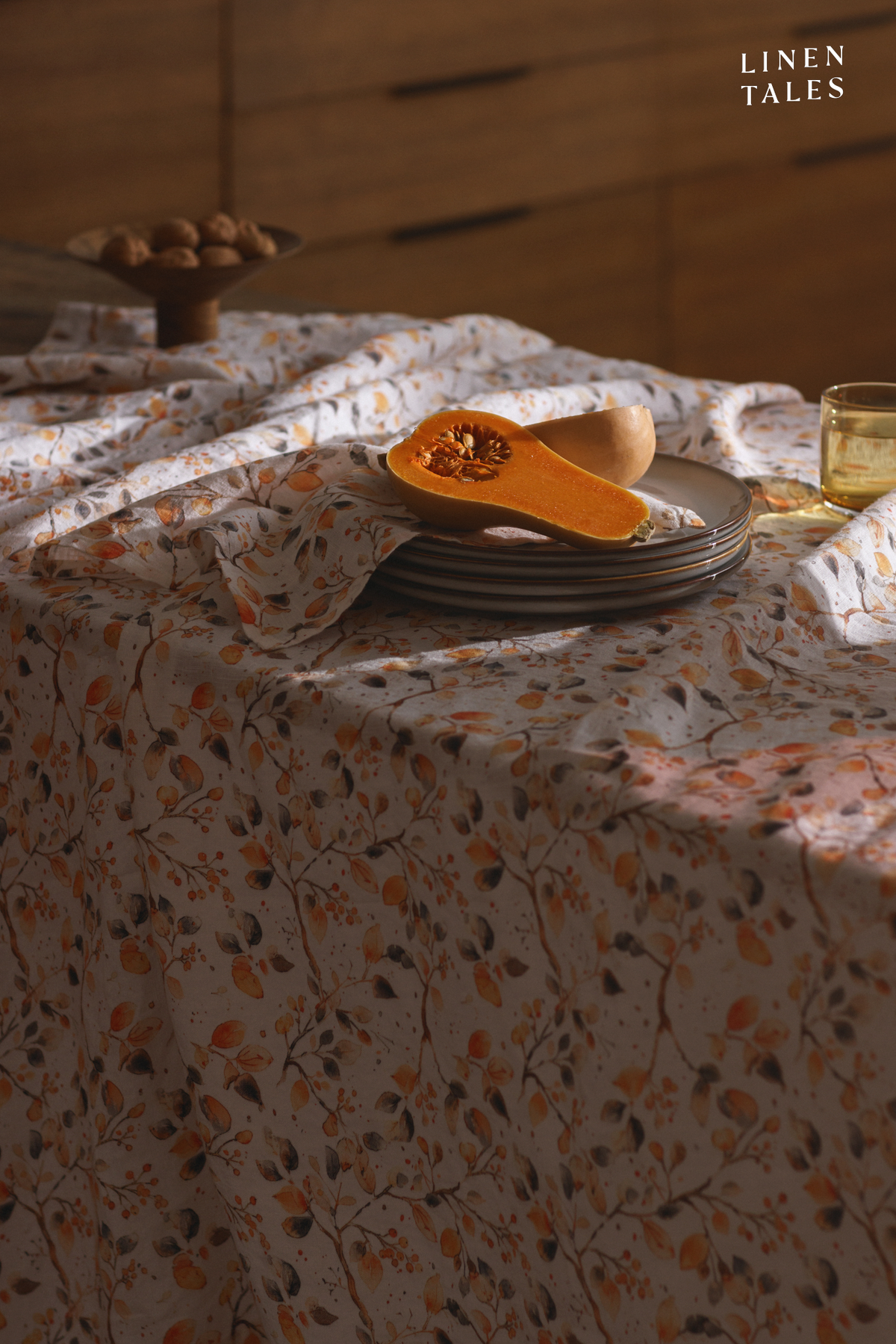 Fall Watercolor Linen Tablecloth