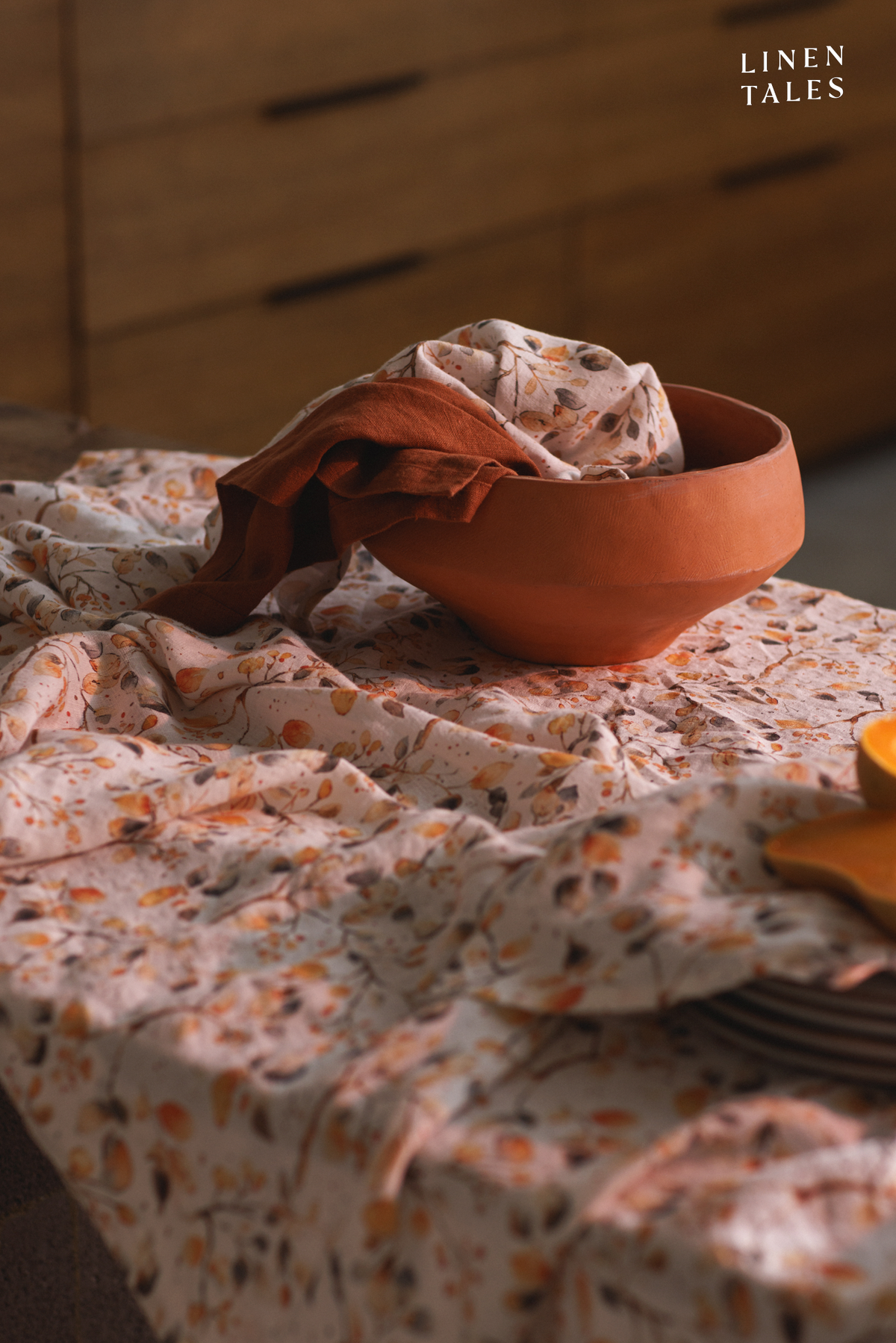 Fall Watercolor Linen Tablecloth