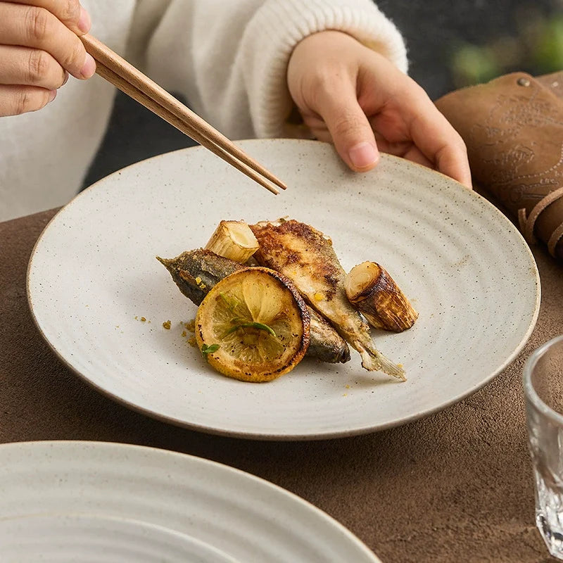 Handcrafted Stoneware Shallow Plate – Modern Pasta or Dinner Dish