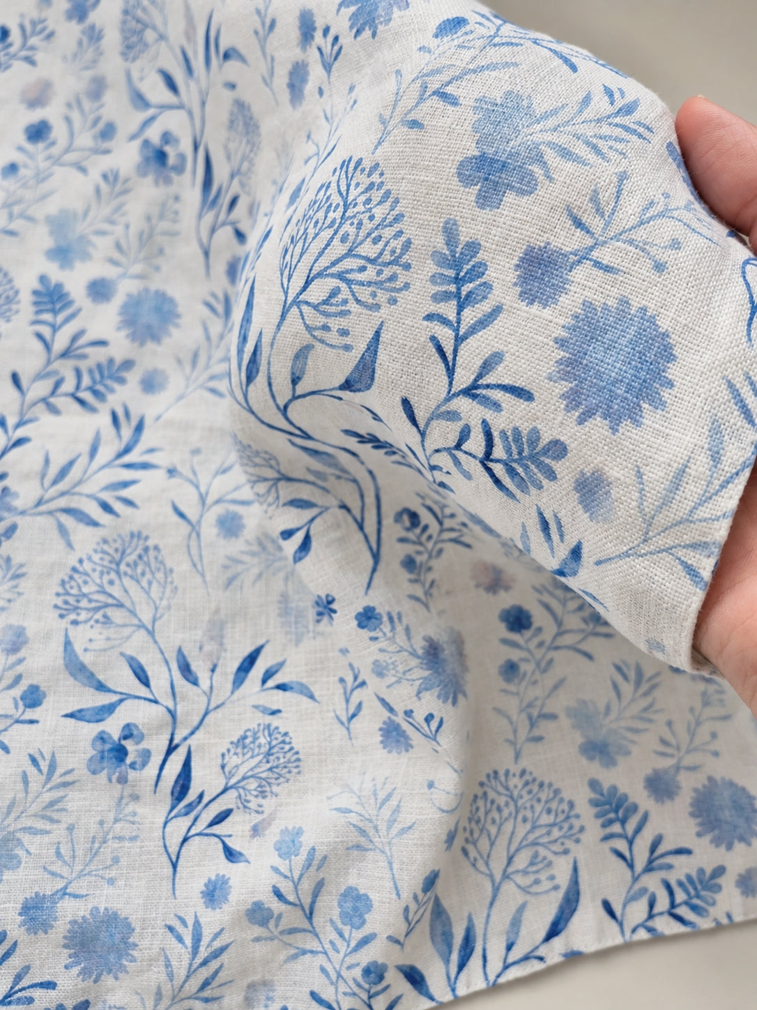 Botanical Blue Linen Placemats – Set of 6