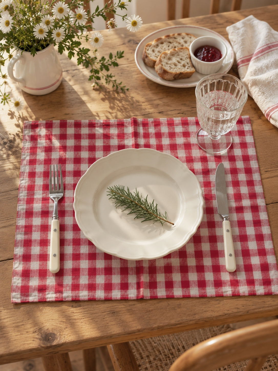 Red Gingham Linen Placemats – Set of 6