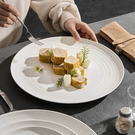 Minimalist Line Pattern Ceramic Dinner Plate – 7.5" / 10.5" / 13" / 14"