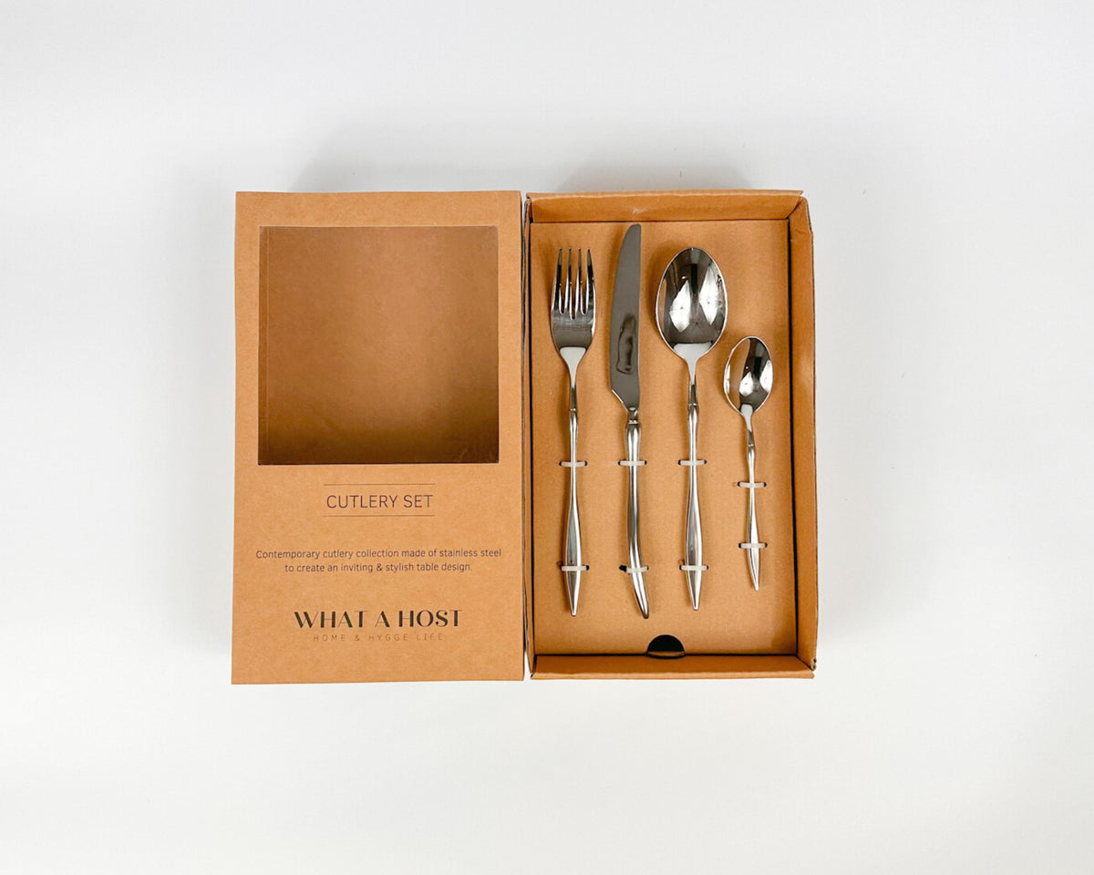 Monaco Silver Cutlery Set – 16 or 24 Piece Stainless Steel Flatware