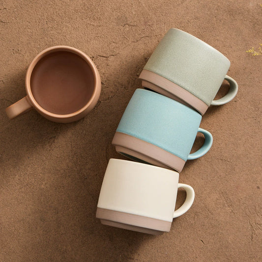 Aurora Dual-Tone Ceramic Mug – Minimalist Morandi Series