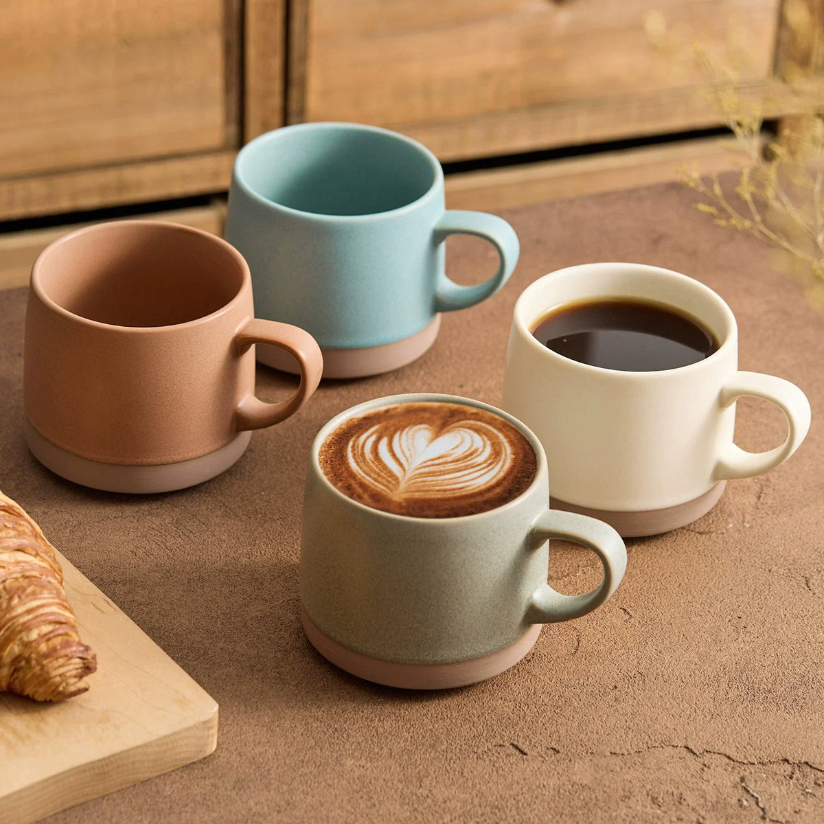 Aurora Dual-Tone Ceramic Mug – Minimalist Morandi Series